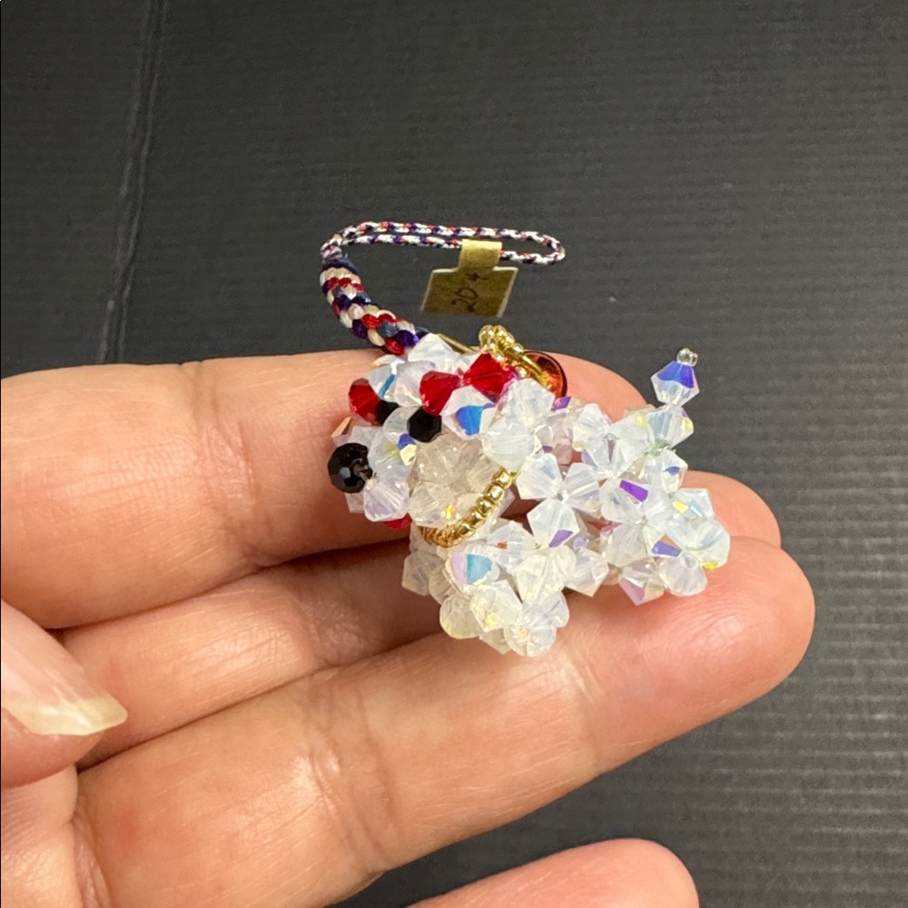 NWT Handmade Crystal Beaded Dog Charm with Swarovski Crystals